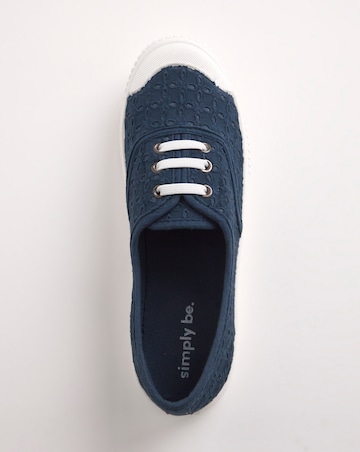 Burney Broderie Lace Up Plimsole Trainers Standard D Fit