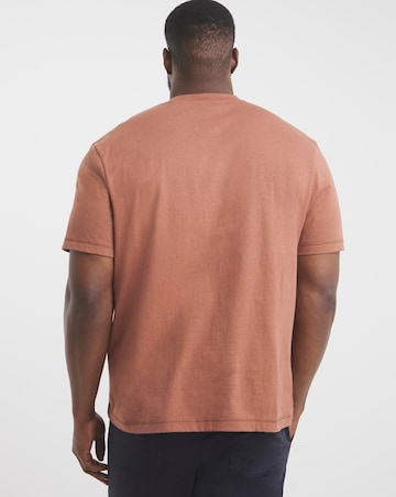 Linen Blend Relaxed Fit T-Shirt- Rust