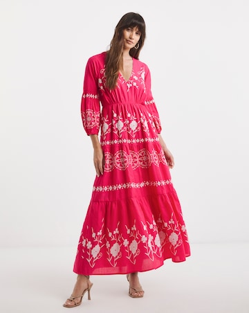 Pure Cotton Embroidered Smock Dress