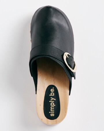 Clover Leather Closed Toe Clog Shoes Wide Fit