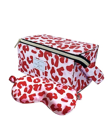 The Flat Lay Co. Pink Leopard Makeup Box Bag & Eyemask Set