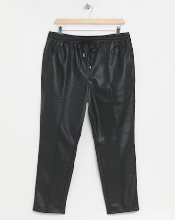 Black Faux Leather Tapered Jogger