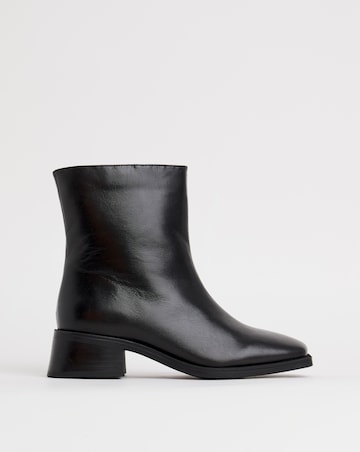 Heavenly Soles Brianna Low Block Heel Square Toe Leather Boots - Wide Fit (E)