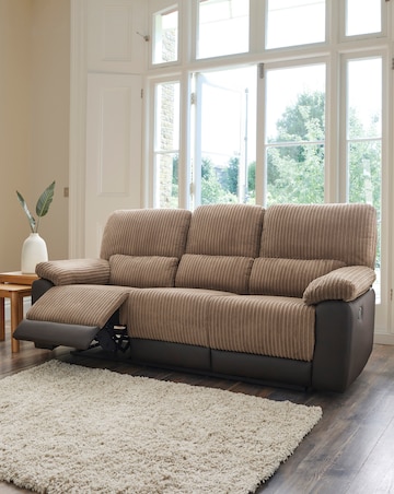 Harlow Fabric/Faux Leather Recliner 3 Seater Sofa