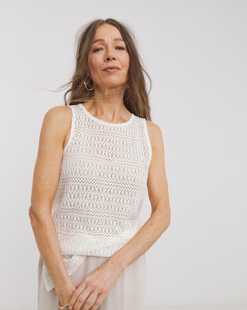 Pure Cotton Cream Crochet Vest