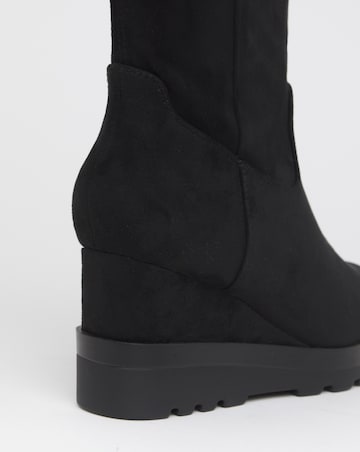 Izzy Stretch Wedge Knee Boots - Extra Wide Fit (EEE) Super Curvy/Curvy Plus Calf