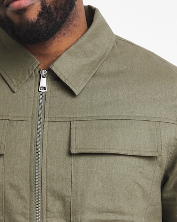 Olive Linen Harrington Jacket
