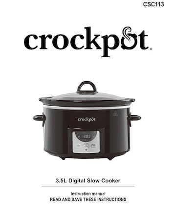 Crockpot CSC113 3.5L Black Digital Slow Cooker