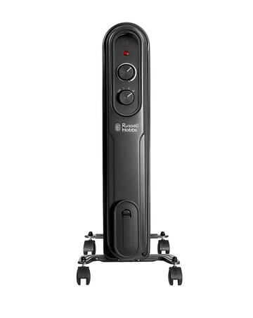 Russell Hobbs Matte Black 1.5kW 7 Fin Round Fin Oil Filled Radiator