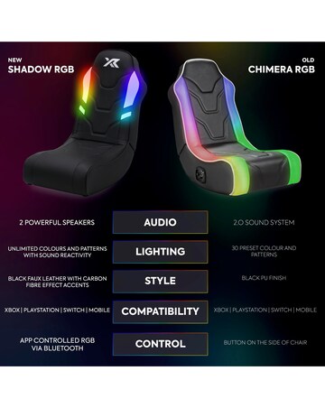 X Rocker Shadow RGB 2.0 Stereo Audio Gaming Floor Rocker