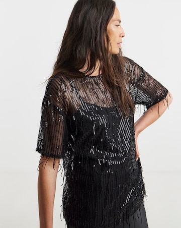 Tassel Sequin Boxy Top