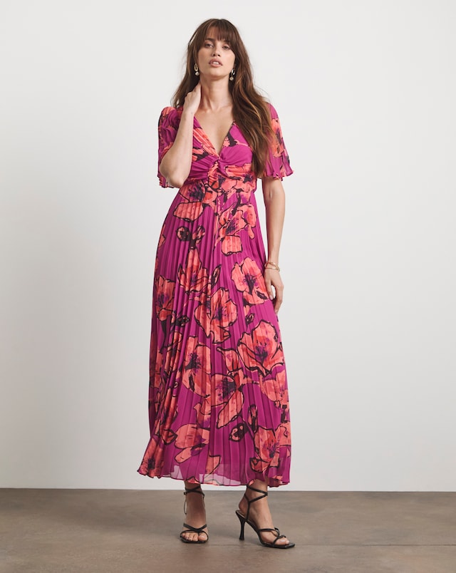 Joanna Hope Printed Pleated Maxi Dress