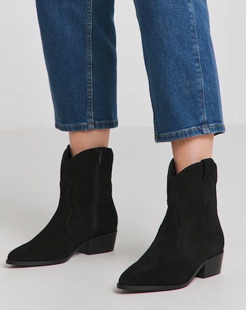 Myra Classic Suede Western Ankle Boot - Extra Wide Fit (EEE)