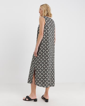 Linen Mix Midi Shift Dress