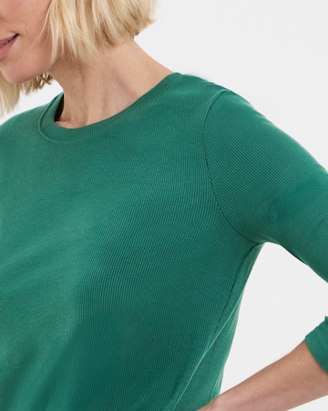 Ribbed Crew Neck Long Sleeve Top