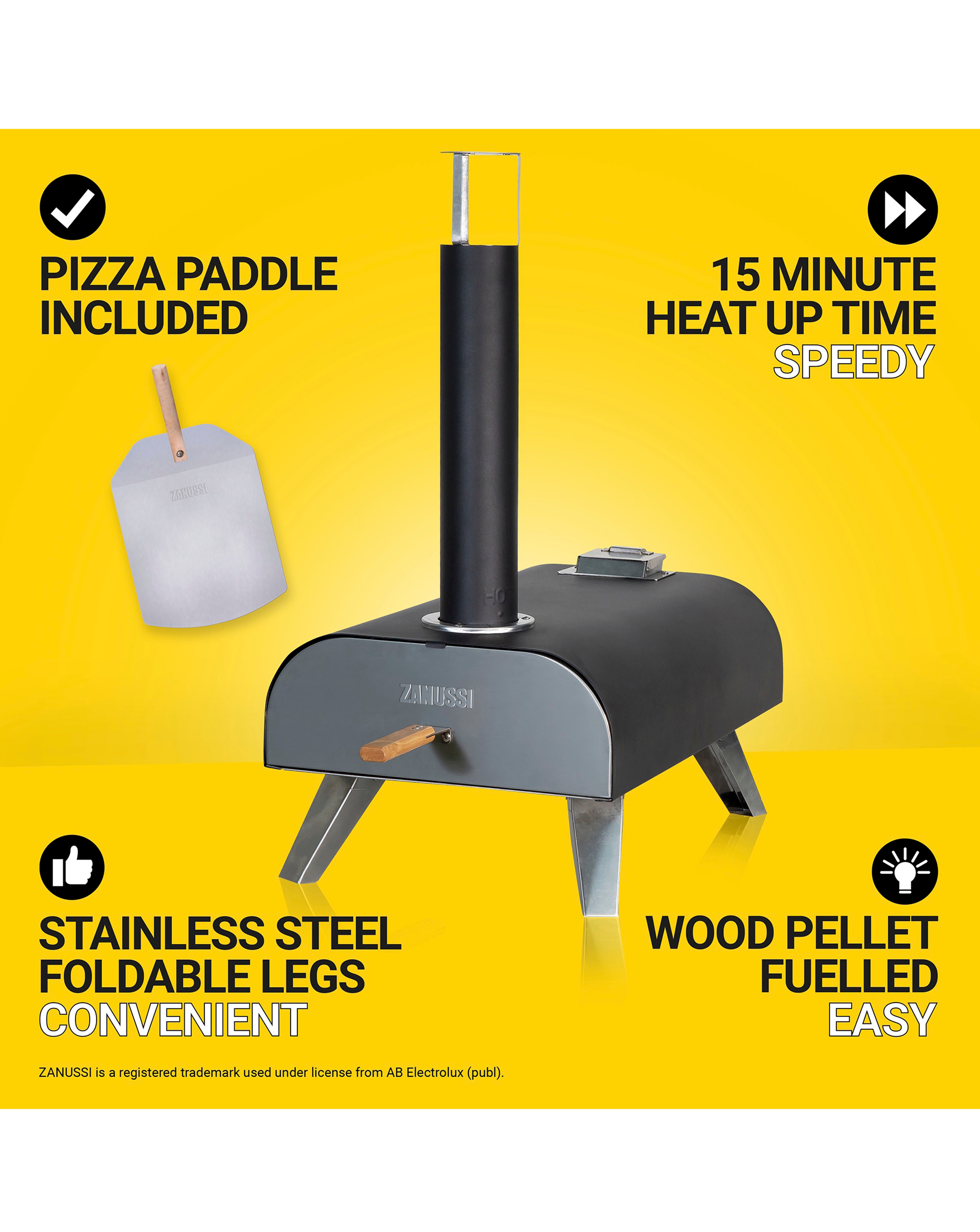 Zanussi BBQ Pizza Oven with Paddle & Cover | JD Williams