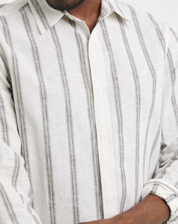 Long Sleeve Linen Blend Stripe Shirt
