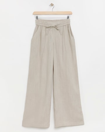 Sand Linen Mix Wide Leg Trousers