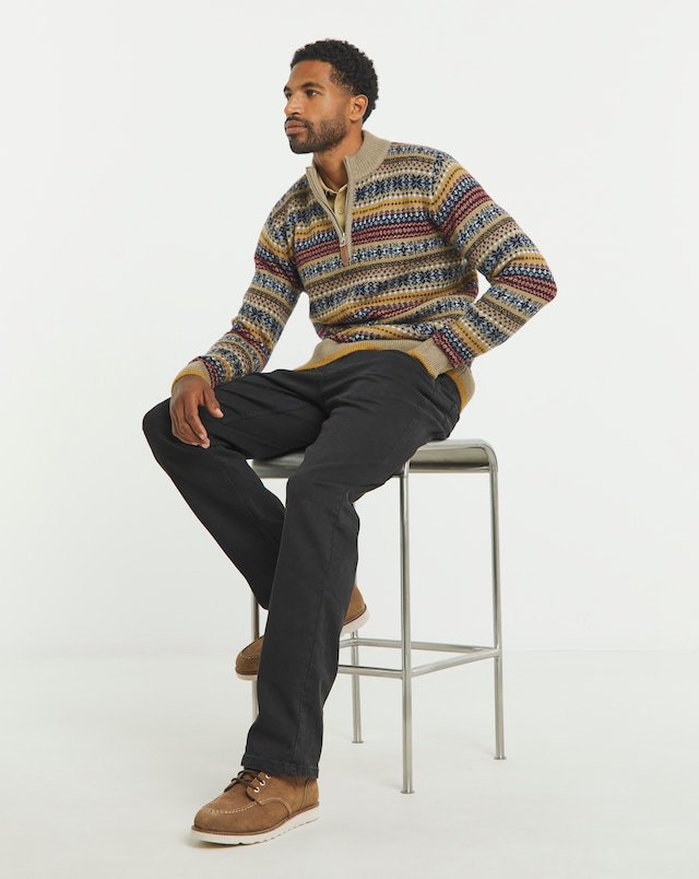 Joe Browns 1/4 Zip Fairisle Funnel Neck Jumper
