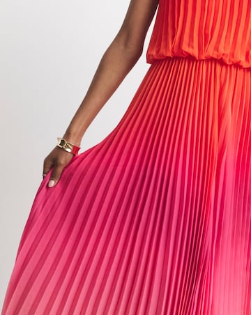 Joanna Hope Halter Neck Ombre Pleated Dress