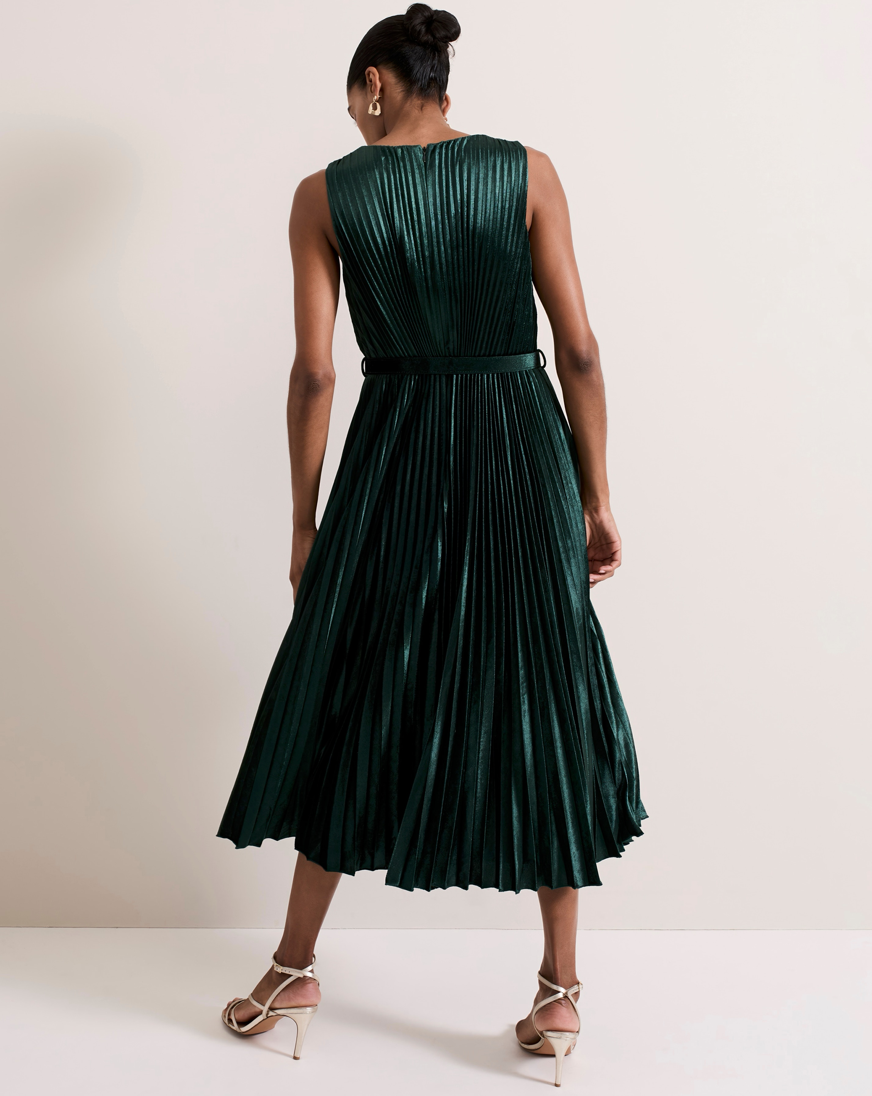 Phase Eight Simara Velvet Pleat Midi Dress | JD Williams