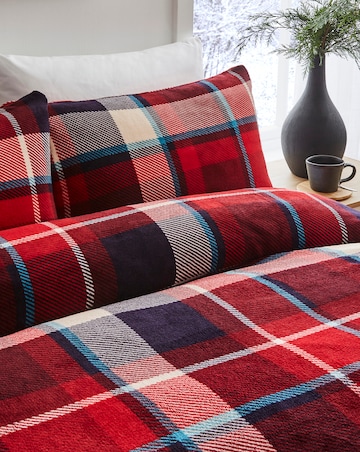 Christmas Check Fleece Duvet Cover Set