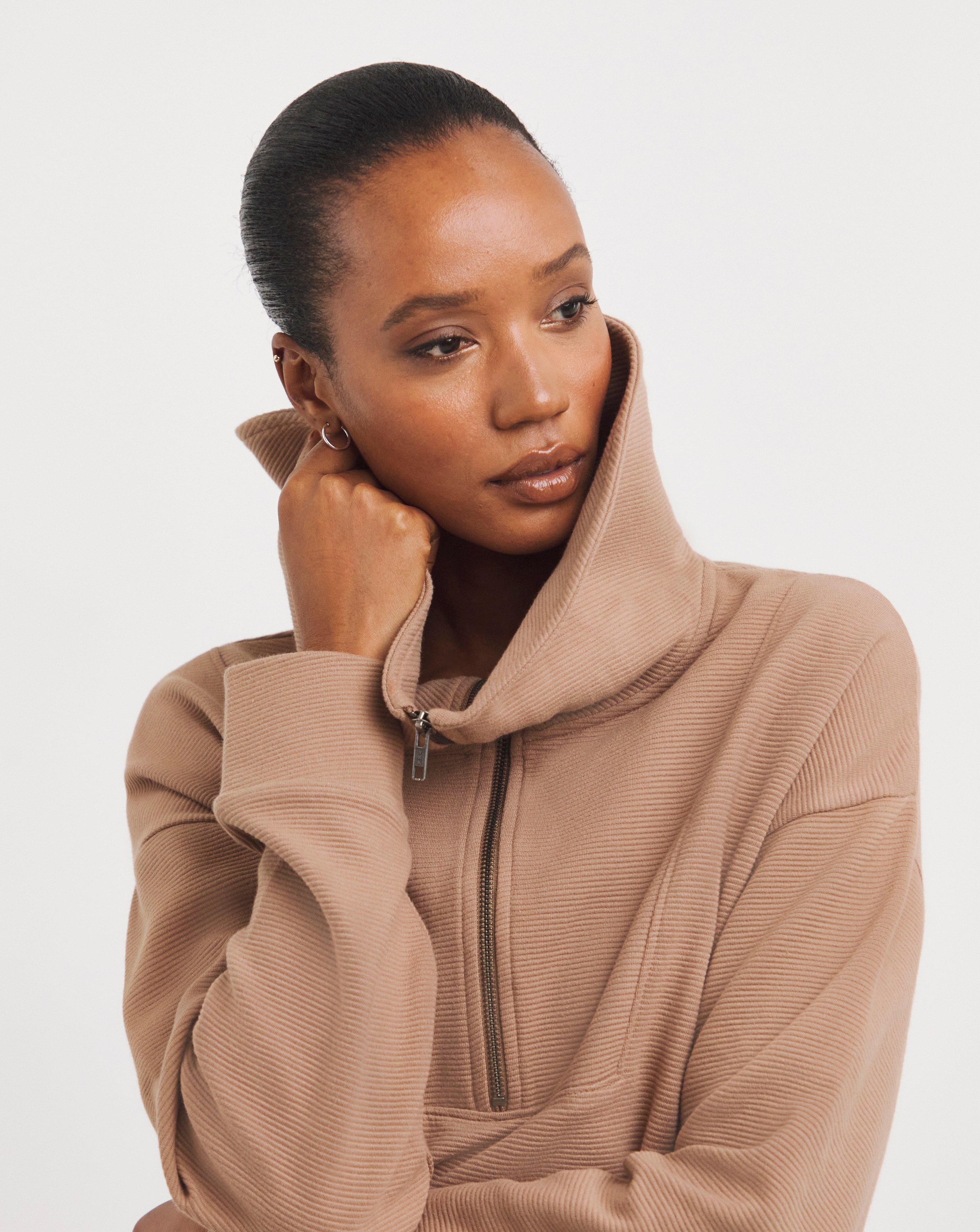 Beige Ottoman Half Zip Sweatshirt | JD Williams