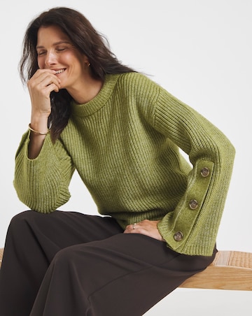 Re-luxe Green Button Sleeve Jumper