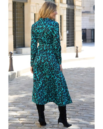 Sosandar Belted Animal Printed Shirt Dress