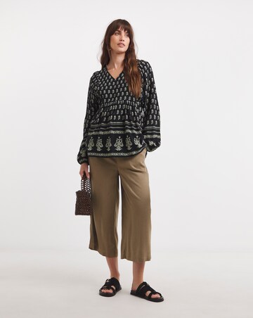 Printed Batwing Smock Top