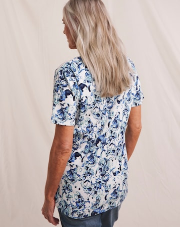 Julipa Printed Pure Cotton Henley Top