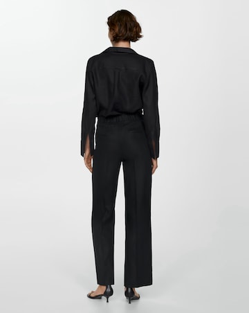 Mango Linen Blend Elastic Waist Trousers