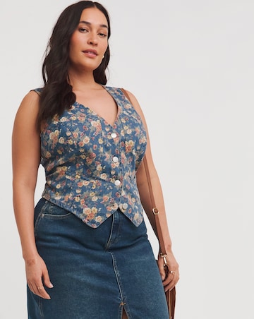 Joe Browns Floral Denim Waistcoat