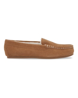 Leona Classic Suede Moccasin Slipper - Wide Fit (E)