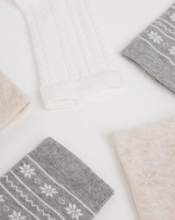 Pretty Secrets (5 Pair Pack) Ankle Socks (Wide Fit) Snowflake