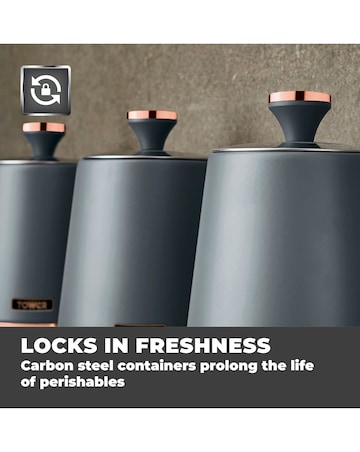 Tower Cavaletto Set of 3 Canisters Grey