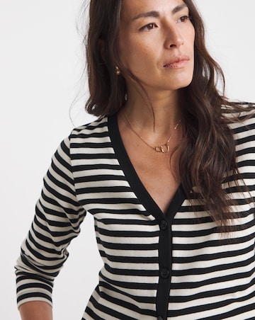 V-Neck Striped Button Front Cardigan