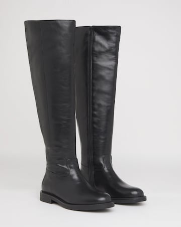 Madison Over Knee Leather Riding Boots - Extra Wide Fit (EEE) & Super Curvy Calf