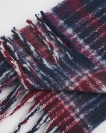 Burgundy Check Fluffy Blanket Scarf