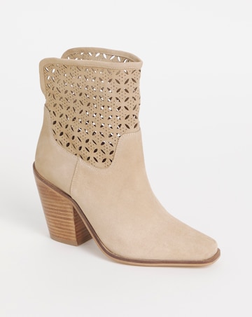 Joe Browns Natural Laser Cut Suede Cowboy Boot -Wide Fit (E)