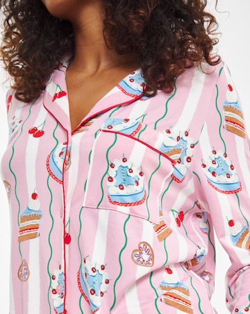 Chelsea Peers Jersey Stripe Cake Print Pyjama Set
