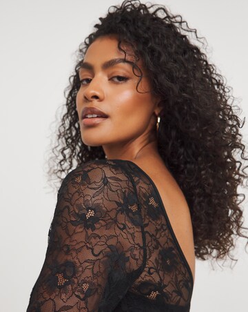 Figleaves Underwired Non Padded All Over Lace Body Black