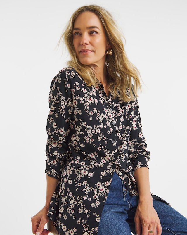 Dipped Back Viscose Shirt