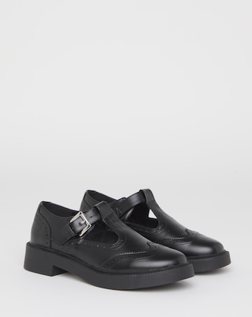 North T Bar Brogue Mary Jane Shoes - Wide Fit (E)