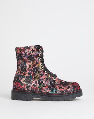 Heavenly Feet Justina Lace Up Chunky Boot Wide Fit