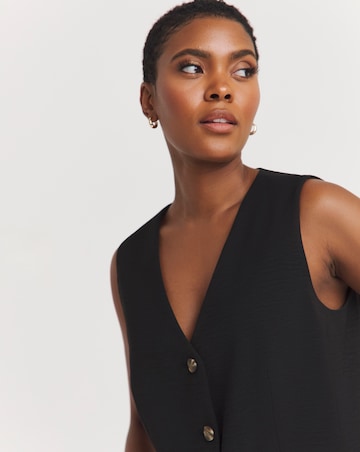 Textured Button Front Waistcoat