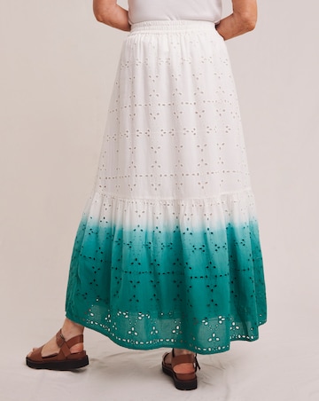 Julipa White Ombre Pure Cotton Broderie Skirt