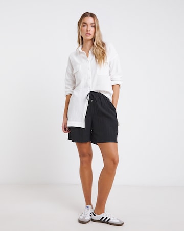 Simply Be White Cheesecloth Double Pocket Long Sleeve Shirt