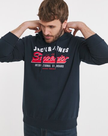 Jack & Jones Logo Sweat Hoody - Navy