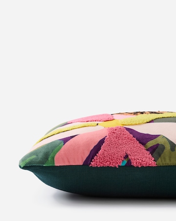 Tropical Leopard Embroidered Cushion